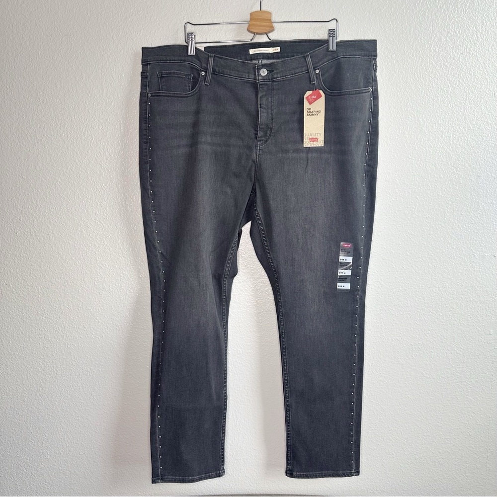 NWT Levi’s 311 Shaping Skinny Gray Jeans Studded Women’s Plus Size 24W